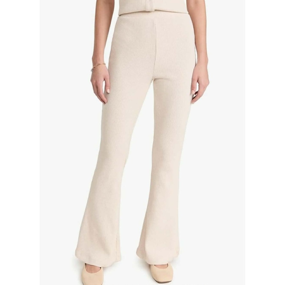 Madewell Ribbed Pull On Flare Pants Heather Summer Dune High Waist NM352 Women M